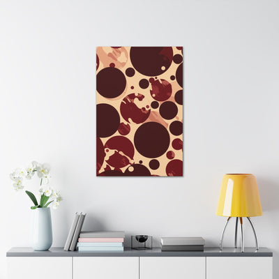 Wall Art Decor Canvas Print Artwork Burgundy And Beige Circular Spotted