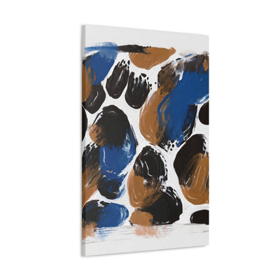 Wall Art Decor Canvas Print Artwork Dark Blue And Brown Spotted Abstract