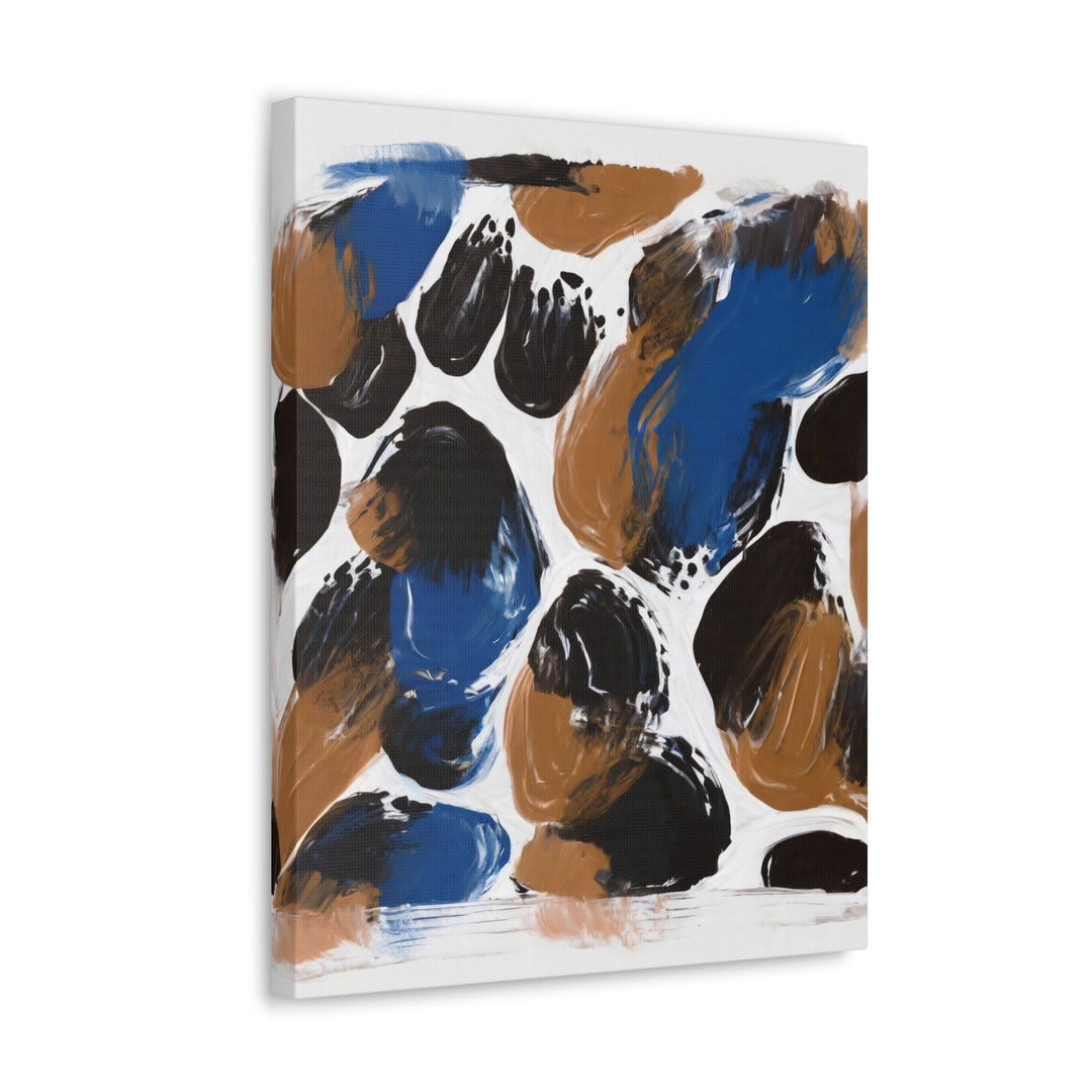 Wall Art Decor Canvas Print Artwork Dark Blue And Brown Spotted Abstract