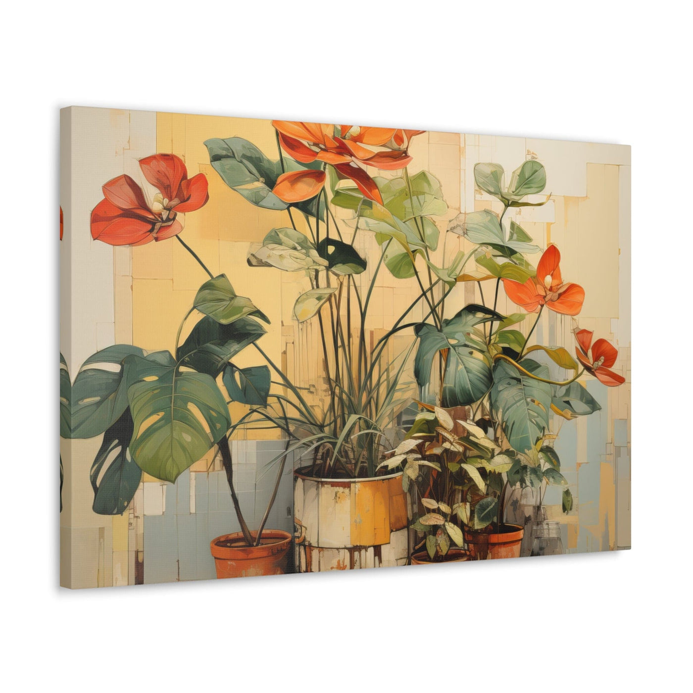 Wall Art Decor Canvas Print Artwork Earthy Rustic Potted Plants - Canvas