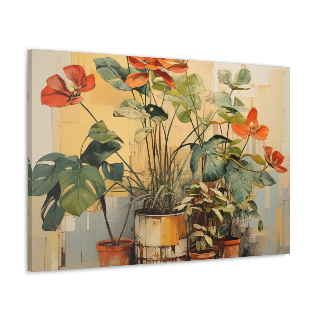 Wall Art Decor Canvas Print Artwork Earthy Rustic Potted Plants - Decorative