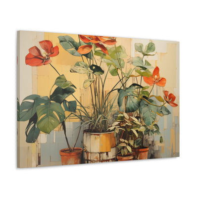 Wall Art Decor Canvas Print Artwork Earthy Rustic Potted Plants - Canvas