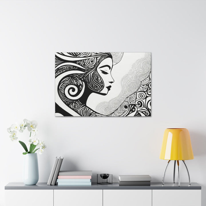 Wall Art Decor Canvas Print Artwork Female Black Line Art Print 7134