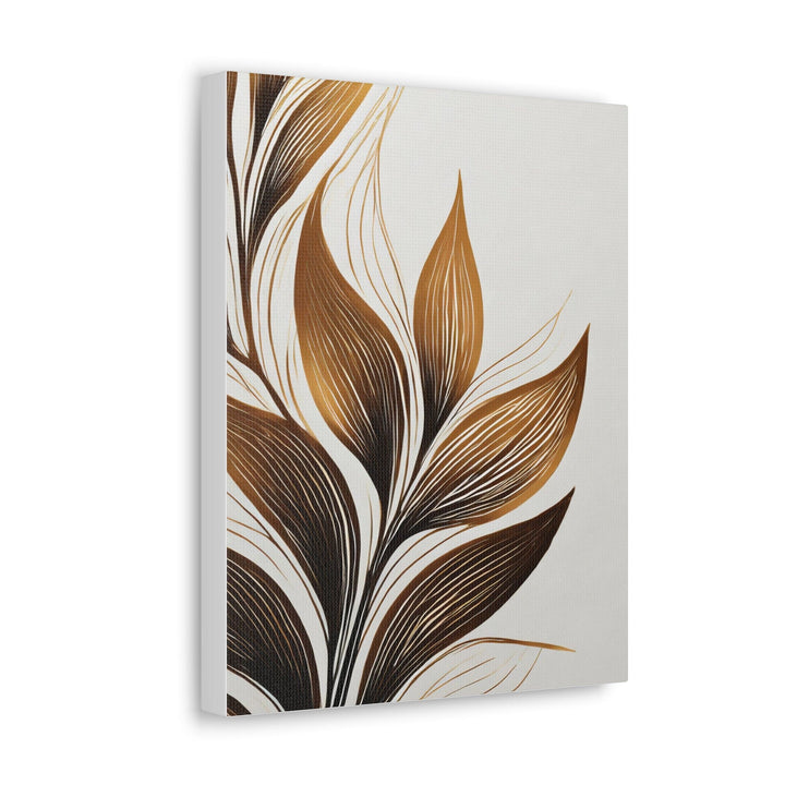 Wall Art Decor - Canvas Print Artwork - Floral Brown Line Art Print 8669