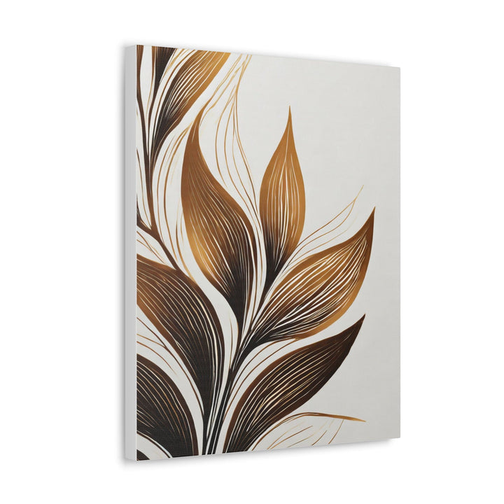 Wall Art Decor - Canvas Print Artwork - Floral Brown Line Art Print 8669