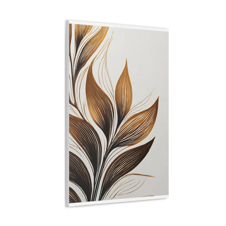 Wall Art Decor - Canvas Print Artwork - Floral Brown Line Art Print 8669