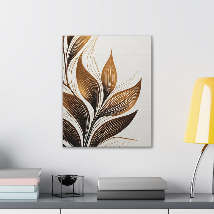 Wall Art Decor - Canvas Print Artwork - Floral Brown Line Art Print 8669