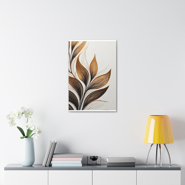 Wall Art Decor - Canvas Print Artwork - Floral Brown Line Art Print 8669