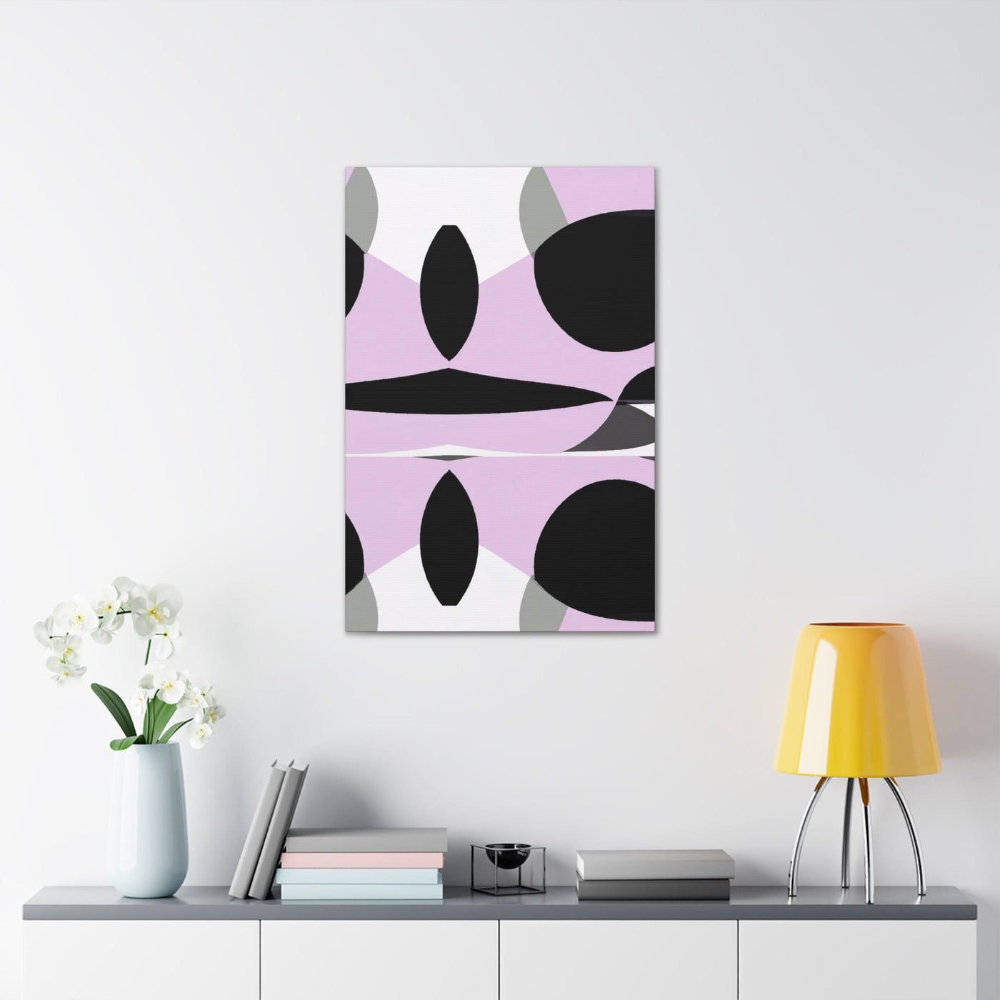 Wall Art Decor Canvas Print Artwork Geometric Lavender And Black Pattern