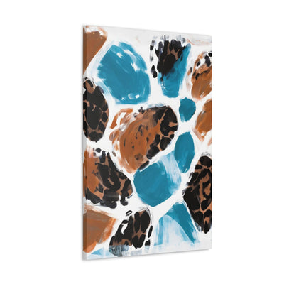 Wall Art Decor Canvas Print Artwork Light Blue And Brown Spotted Abstract