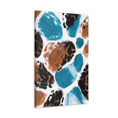 Wall Art Decor Canvas Print Artwork Light Blue And Brown Spotted Abstract