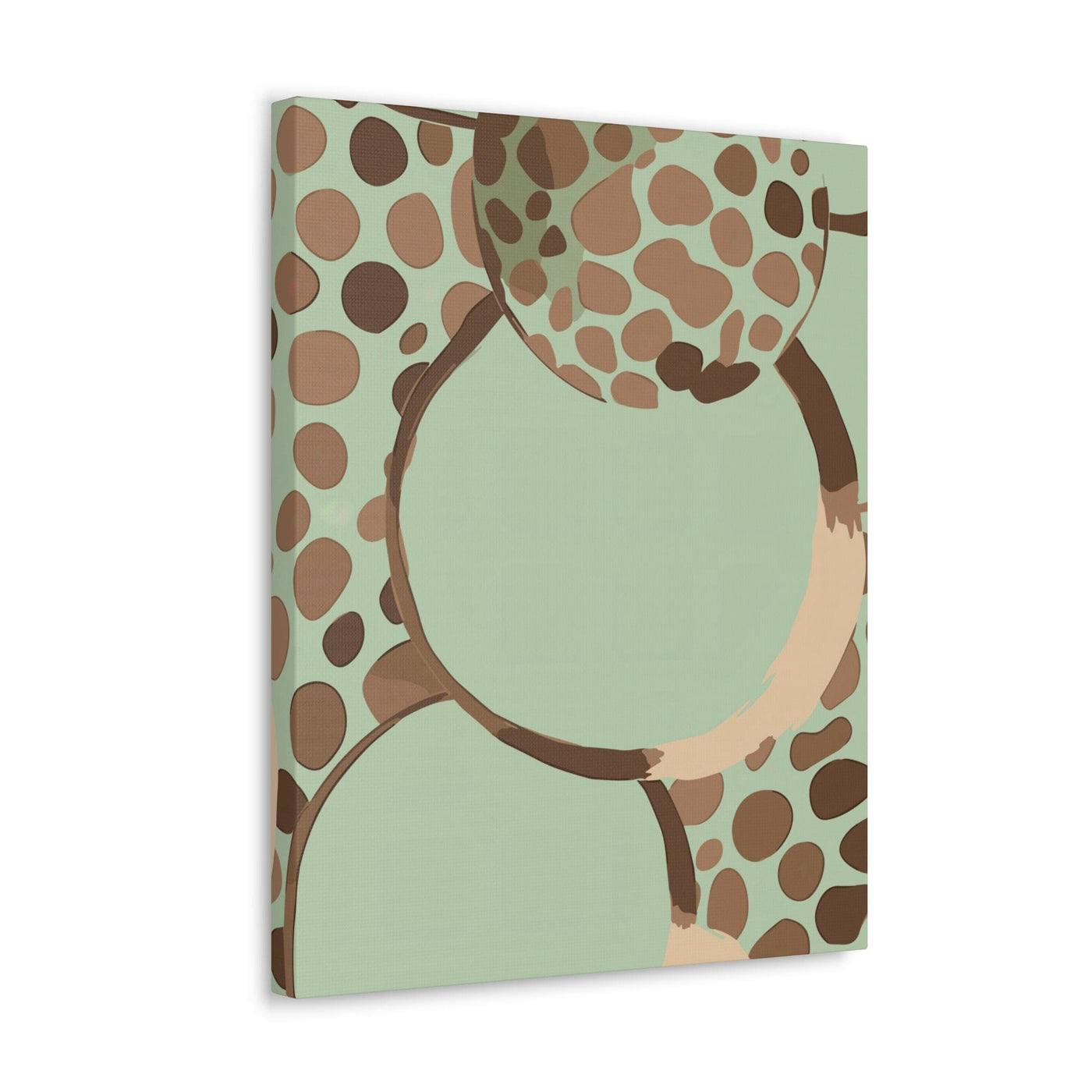 Wall Art Decor Canvas Print Artwork Mint Green And Brown Spotted Illustration