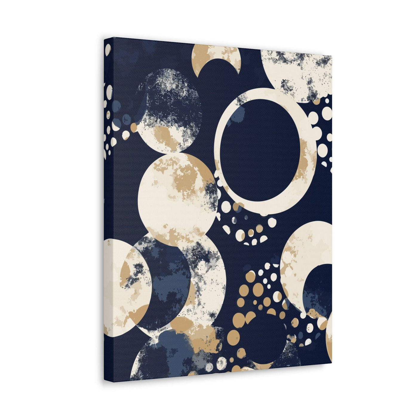 Wall Art Decor Canvas Print Artwork Navy Blue And Beige Spotted Illustration