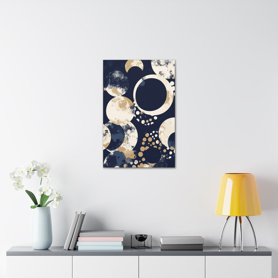Wall Art Decor Canvas Print Artwork Navy Blue And Beige Spotted Illustration