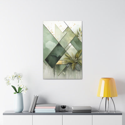 Wall Art Decor Canvas Print Artwork Olive Green Mint Leaf Geometric Print