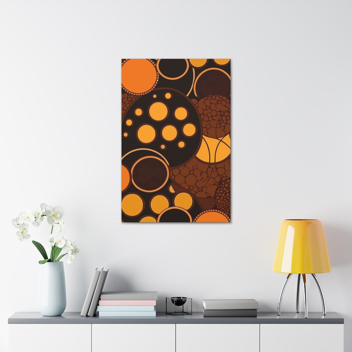 Wall Art Decor Canvas Print Artwork Orange And Brown Spotted Illustration