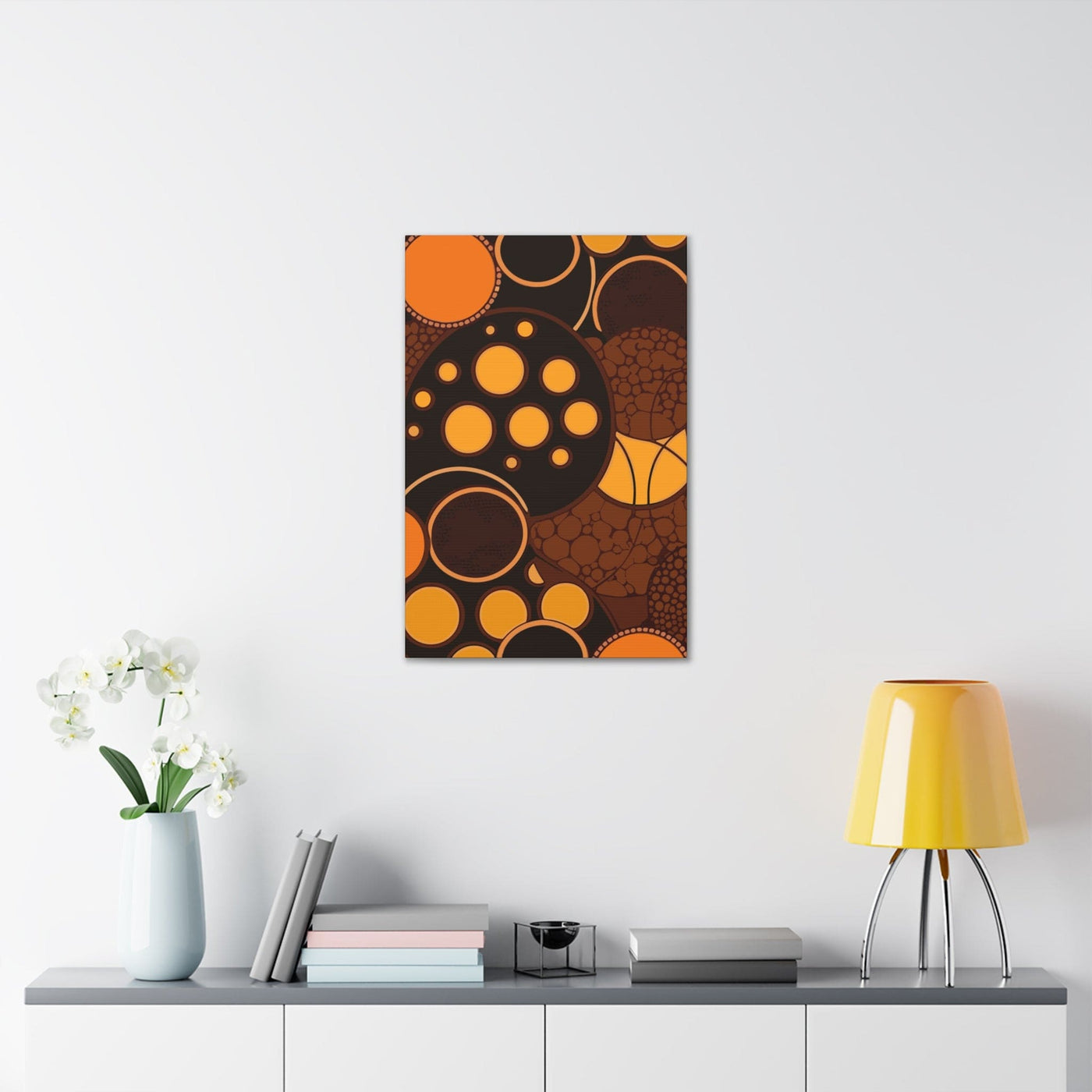Wall Art Decor Canvas Print Artwork Orange And Brown Spotted Illustration