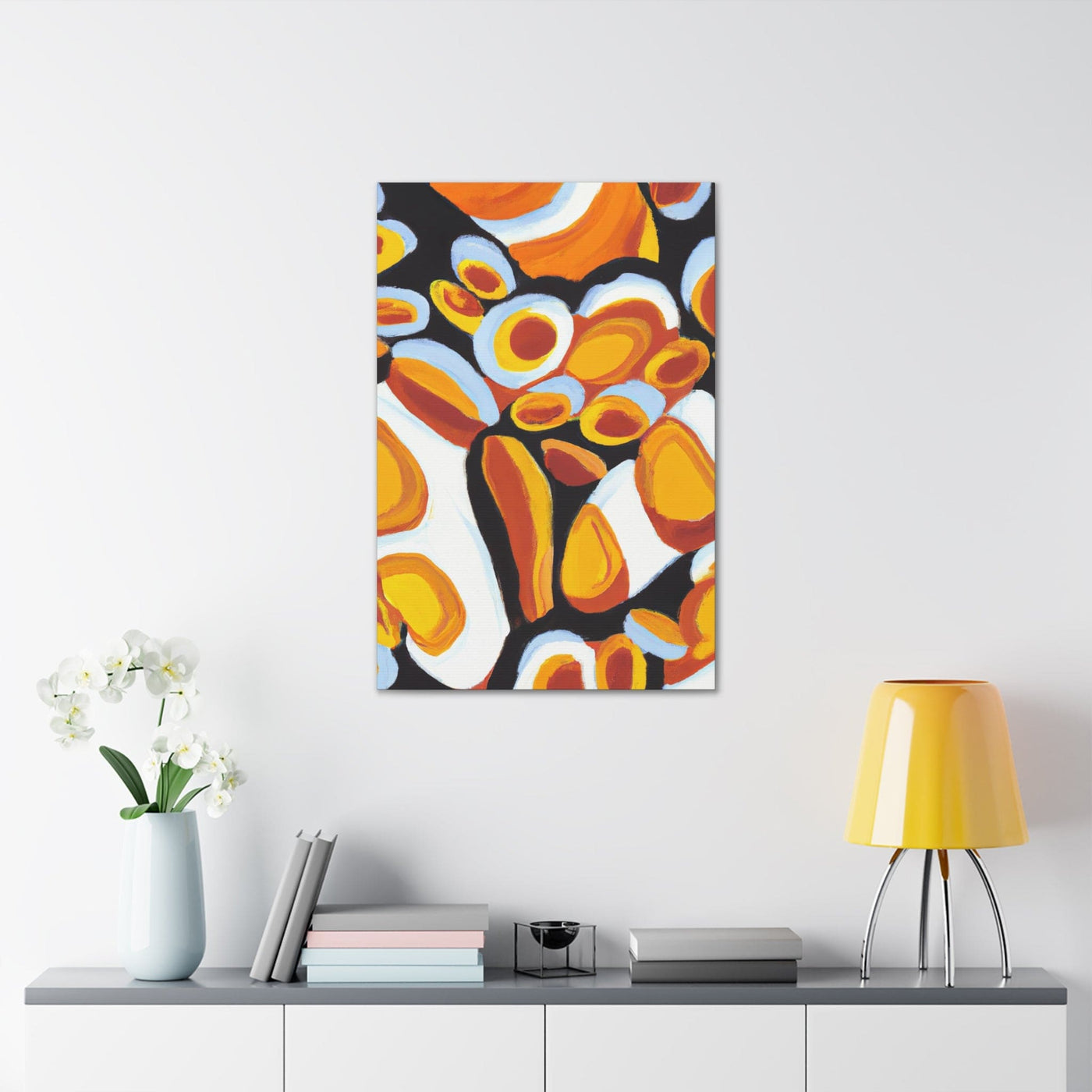 Wall Art Decor Canvas Print Artwork Orange Black White Geometric Print Pattern
