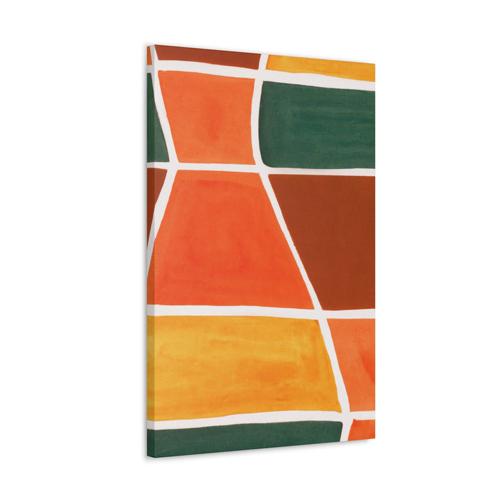 Wall Art Decor Canvas Print Artwork Orange Green Boho Pattern - Decorative