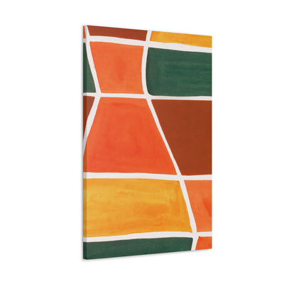 Wall Art Decor Canvas Print Artwork Orange Green Boho Pattern - Canvas