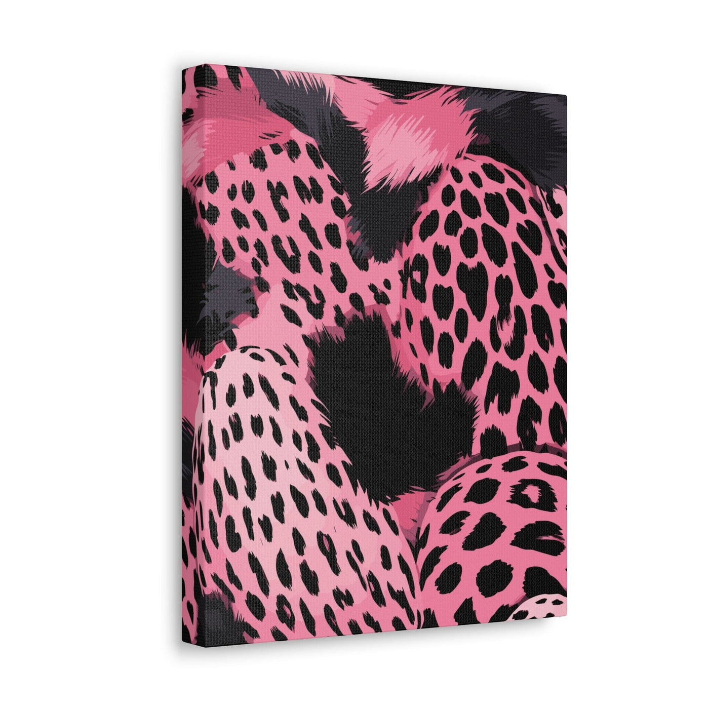 Wall Art Decor Canvas Print Artwork Pink And Black Leopard Spots Illustration