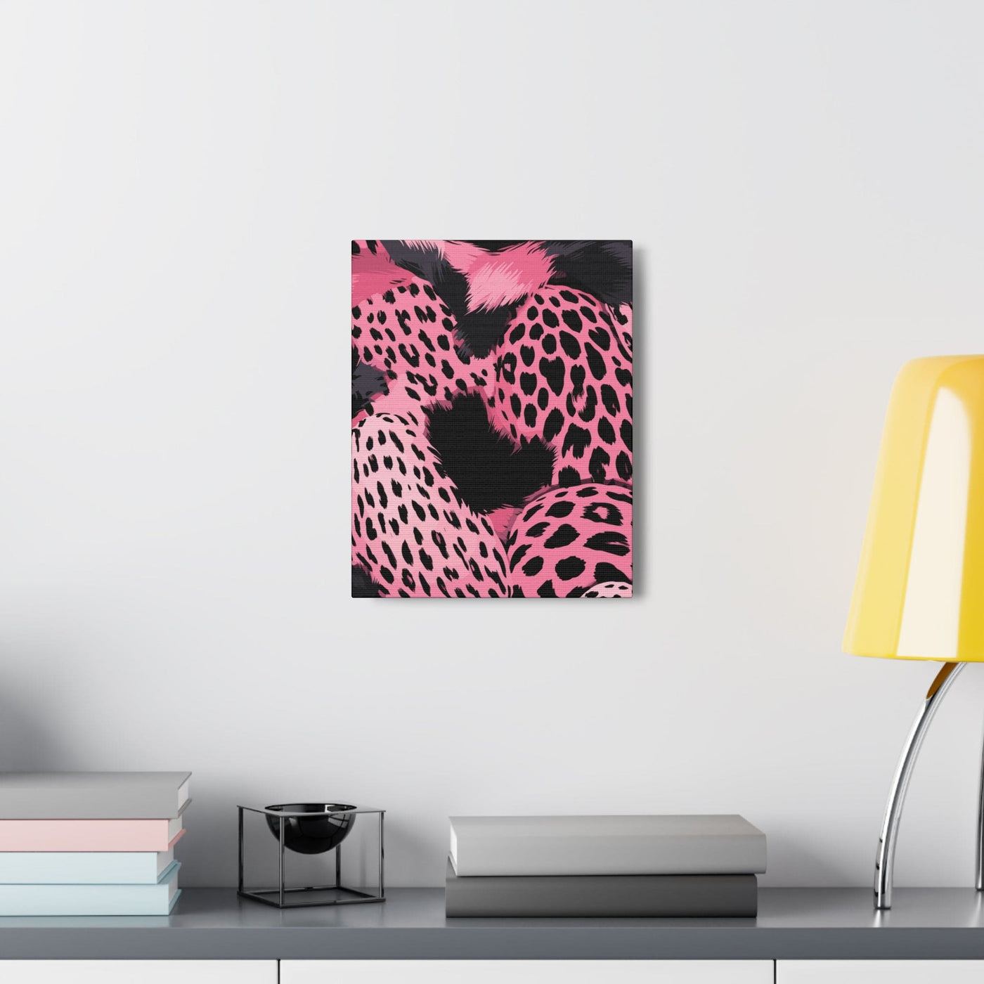 Wall Art Decor Canvas Print Artwork Pink And Black Leopard Spots Illustration