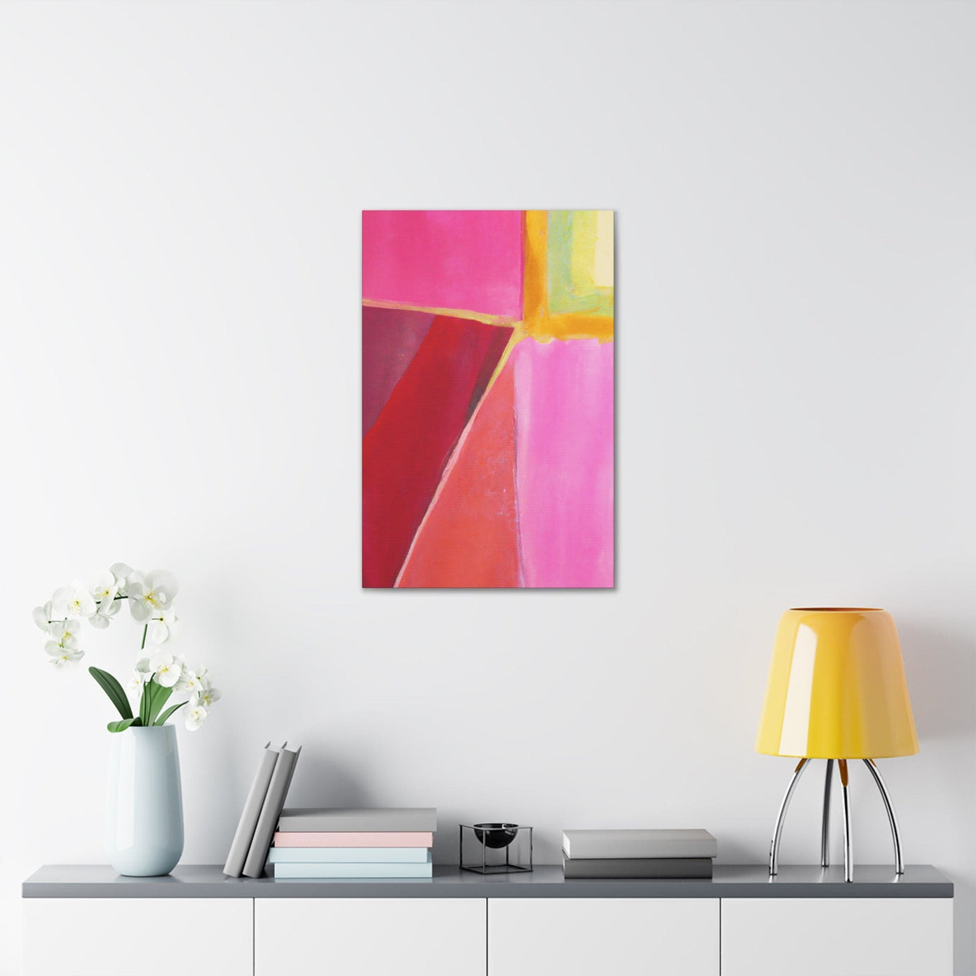 Wall Art Decor Canvas Print Artwork Pink Mauve Red Geometric Pattern - Canvas
