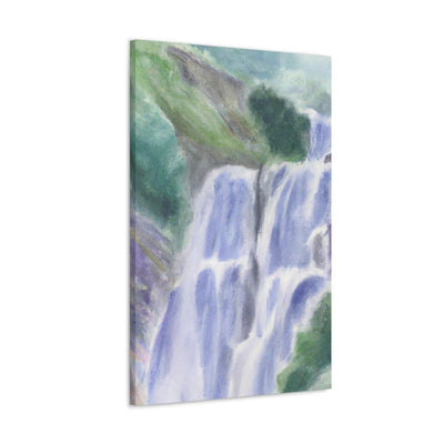 Wall Art Decor Canvas Print Artwork Purple Watercolor Waterfall Green Landscape