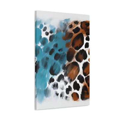 Wall Art Decor Canvas Print Artwork Rustic Blue And Brown Spotted Illustration