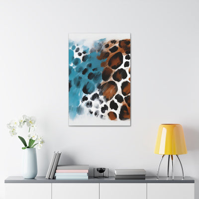 Wall Art Decor Canvas Print Artwork Rustic Blue And Brown Spotted Illustration