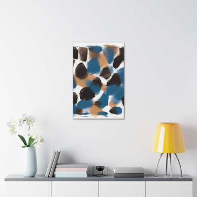 Wall Art Decor Canvas Print Artwork Spotted Rustic Brown Black Blue Abstract
