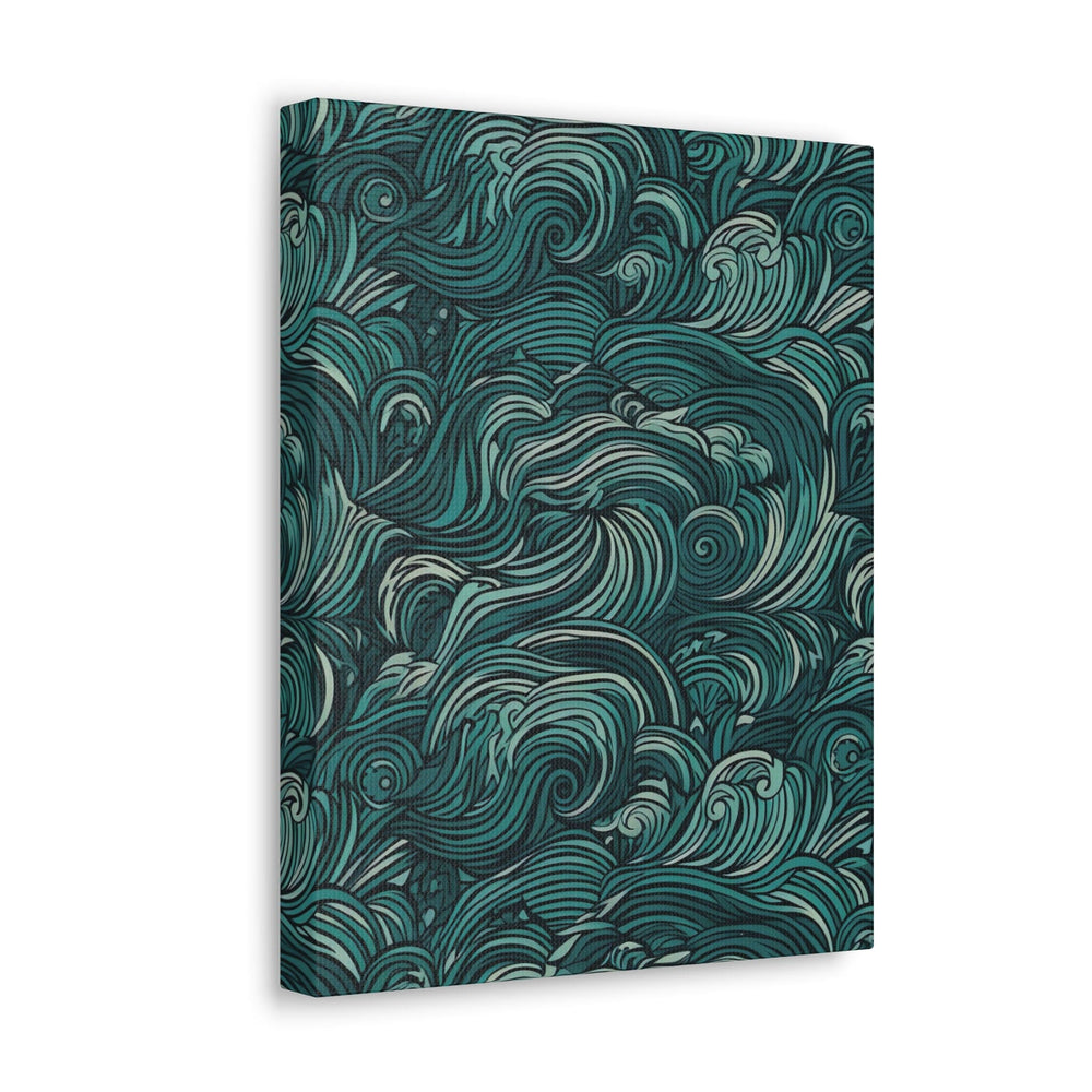 Wall Art Decor Canvas Print Artwork Water Wave Mint Green Illustration