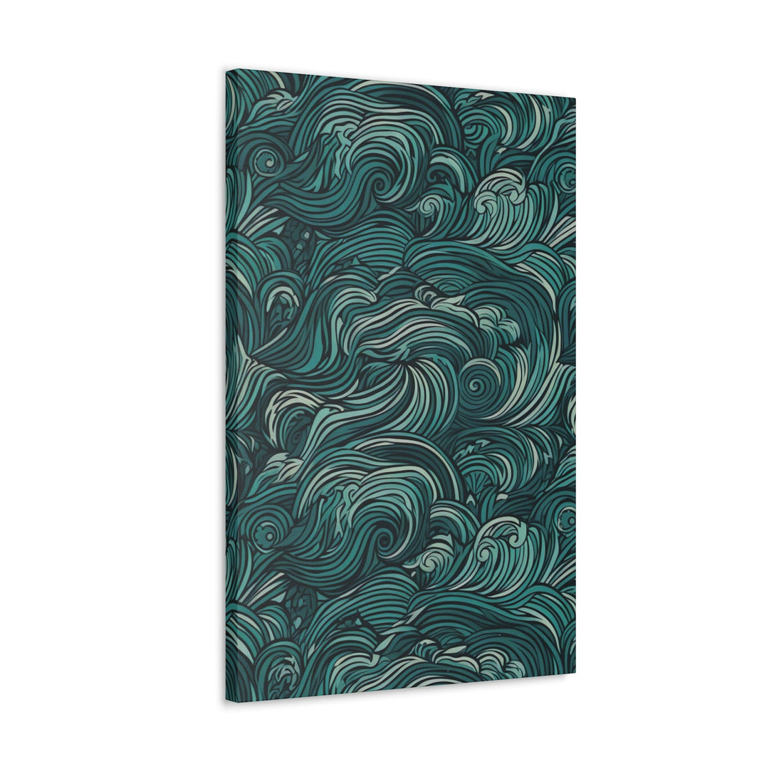 Wall Art Decor Canvas Print Artwork Water Wave Mint Green Illustration