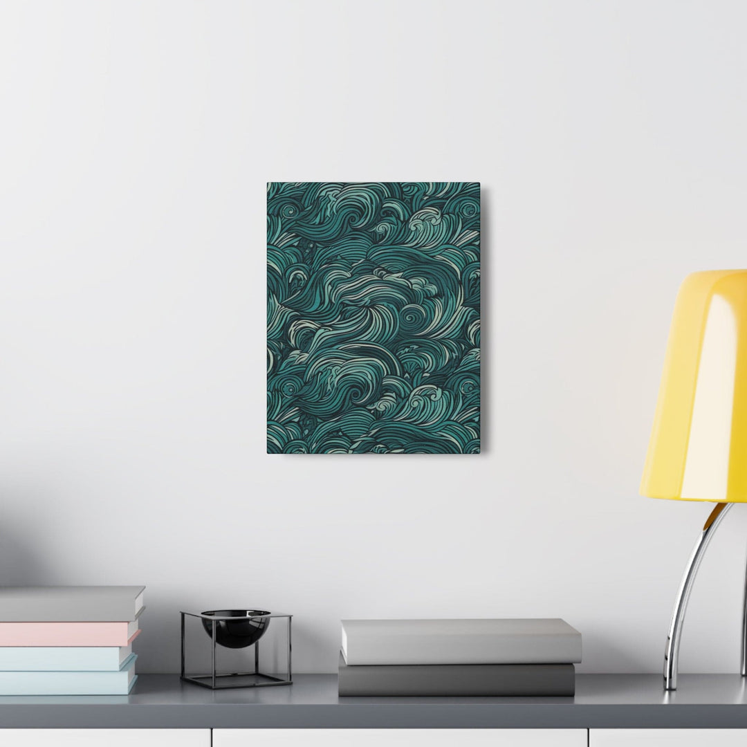 Wall Art Decor Canvas Print Artwork Water Wave Mint Green Illustration