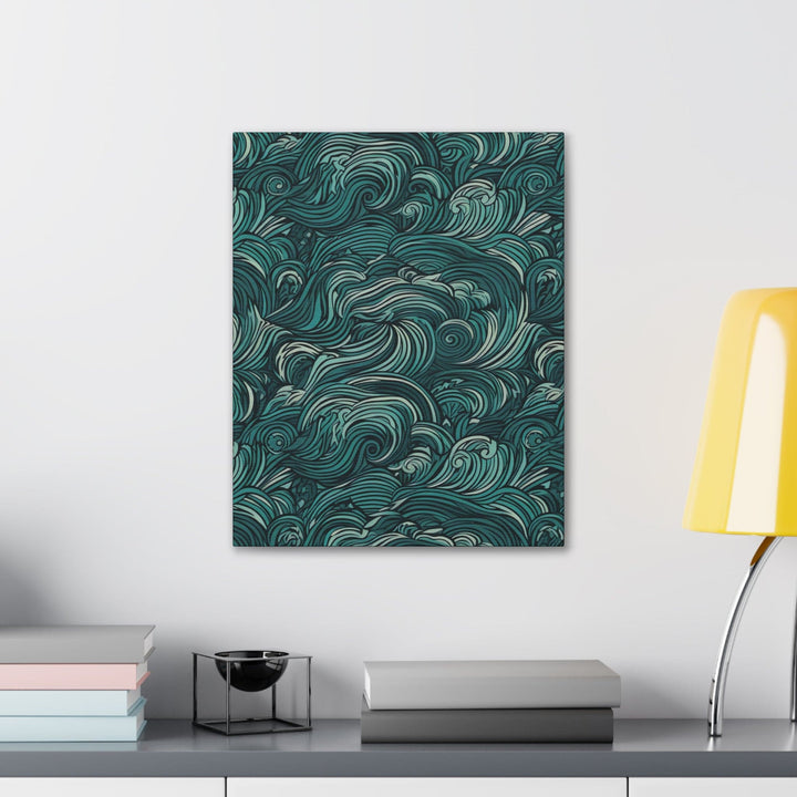 Wall Art Decor Canvas Print Artwork Water Wave Mint Green Illustration