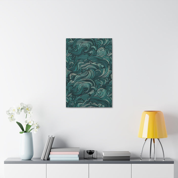 Wall Art Decor Canvas Print Artwork Water Wave Mint Green Illustration