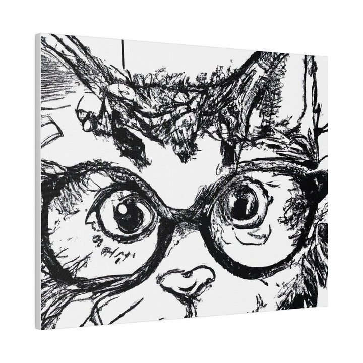 Wall Decor Giclee Fine Art Print - Black and White Intense Cat Line Art Sketch