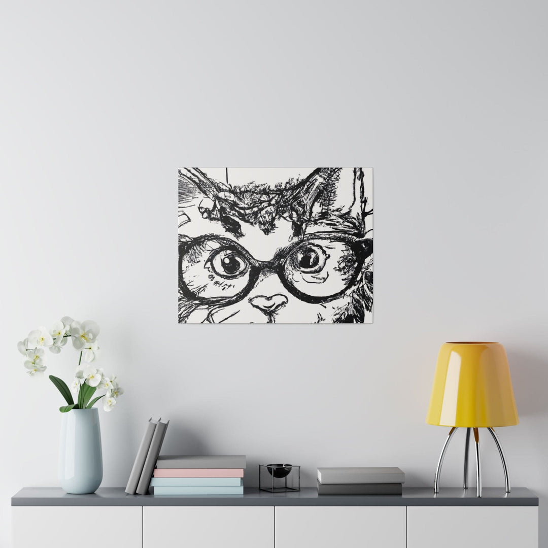 Wall Decor Giclee Fine Art Print - Black and White Intense Cat Line Art Sketch