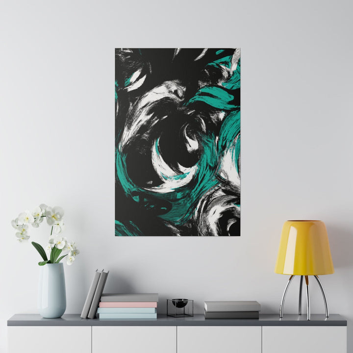 Wall Decor Giclee Poster Art Print - Black Green White Abstract Pattern