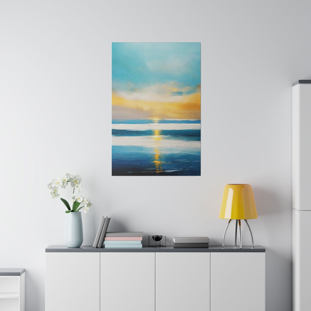 Wall Decor Giclee Fine Art Print - Blue Ocean and Golden Sunset Print