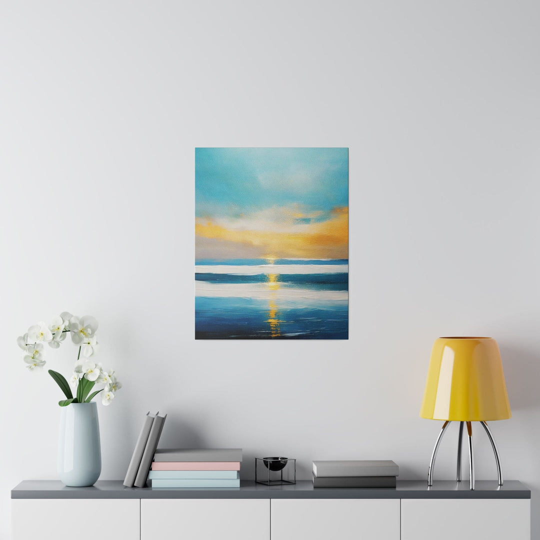 Wall Decor Giclee Fine Art Print - Blue Ocean and Golden Sunset Print