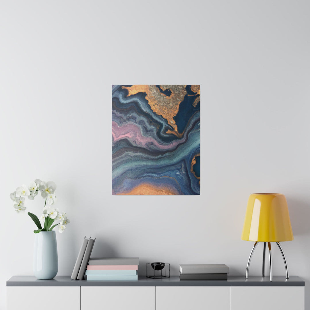 Wall Decor - Giclee Poster Art Print - Blue Pink Gold Abstract Marble Swirl