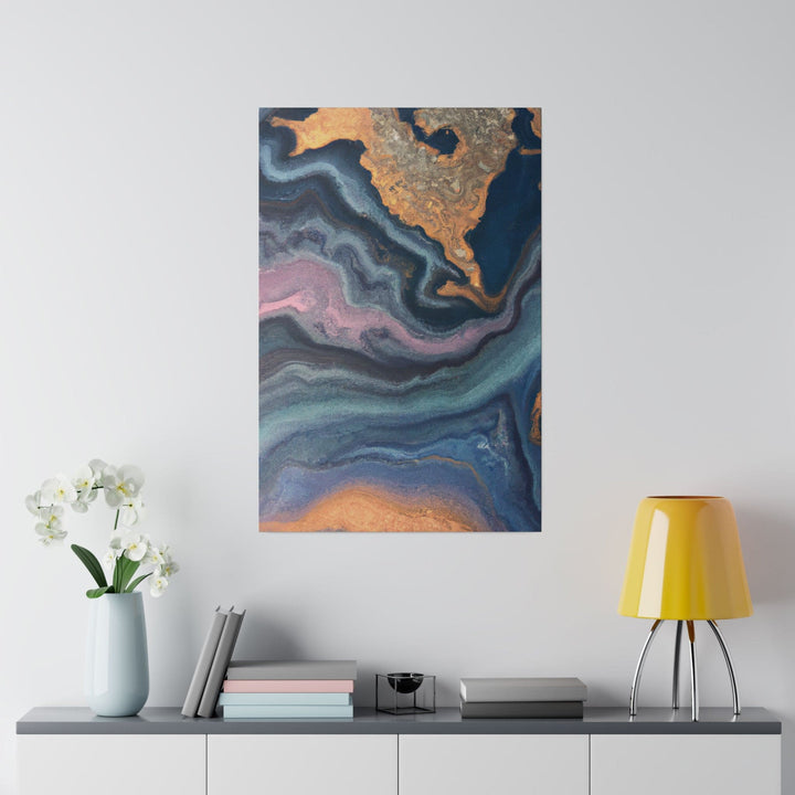 Wall Decor - Giclee Poster Art Print - Blue Pink Gold Abstract Marble Swirl