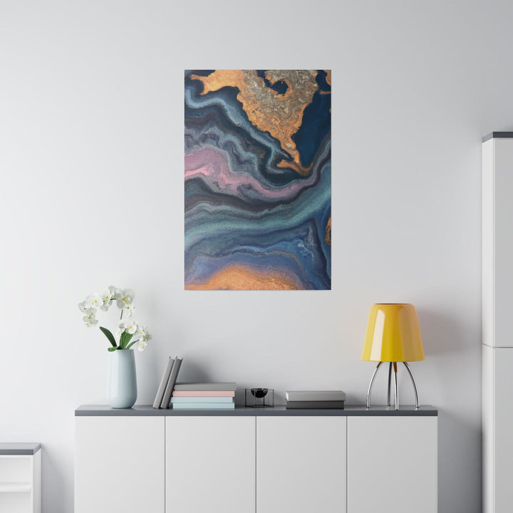 Wall Decor - Giclee Poster Art Print - Blue Pink Gold Abstract Marble Swirl