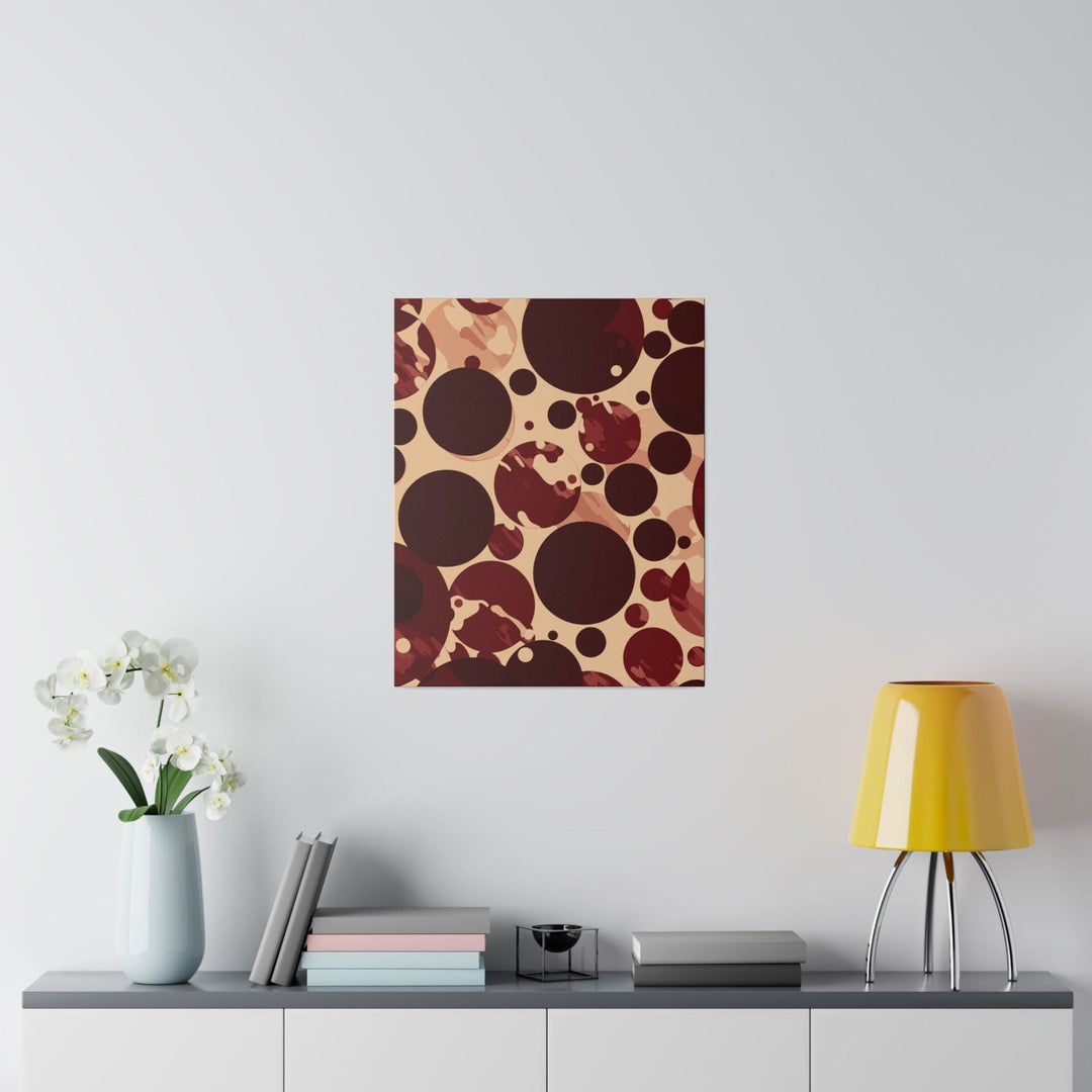 Wall Decor - Giclee Poster Art Print - Burgundy and Beige Circular Spotted