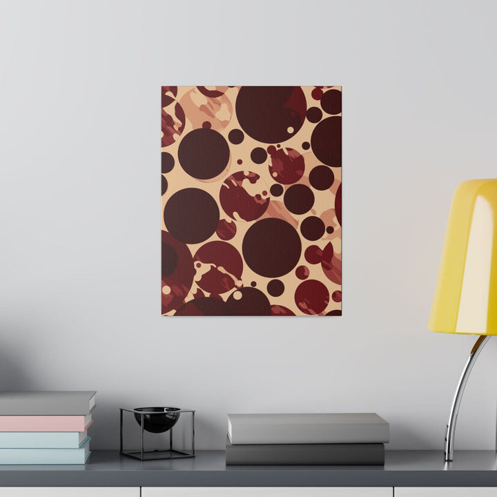Wall Decor - Giclee Poster Art Print - Burgundy and Beige Circular Spotted