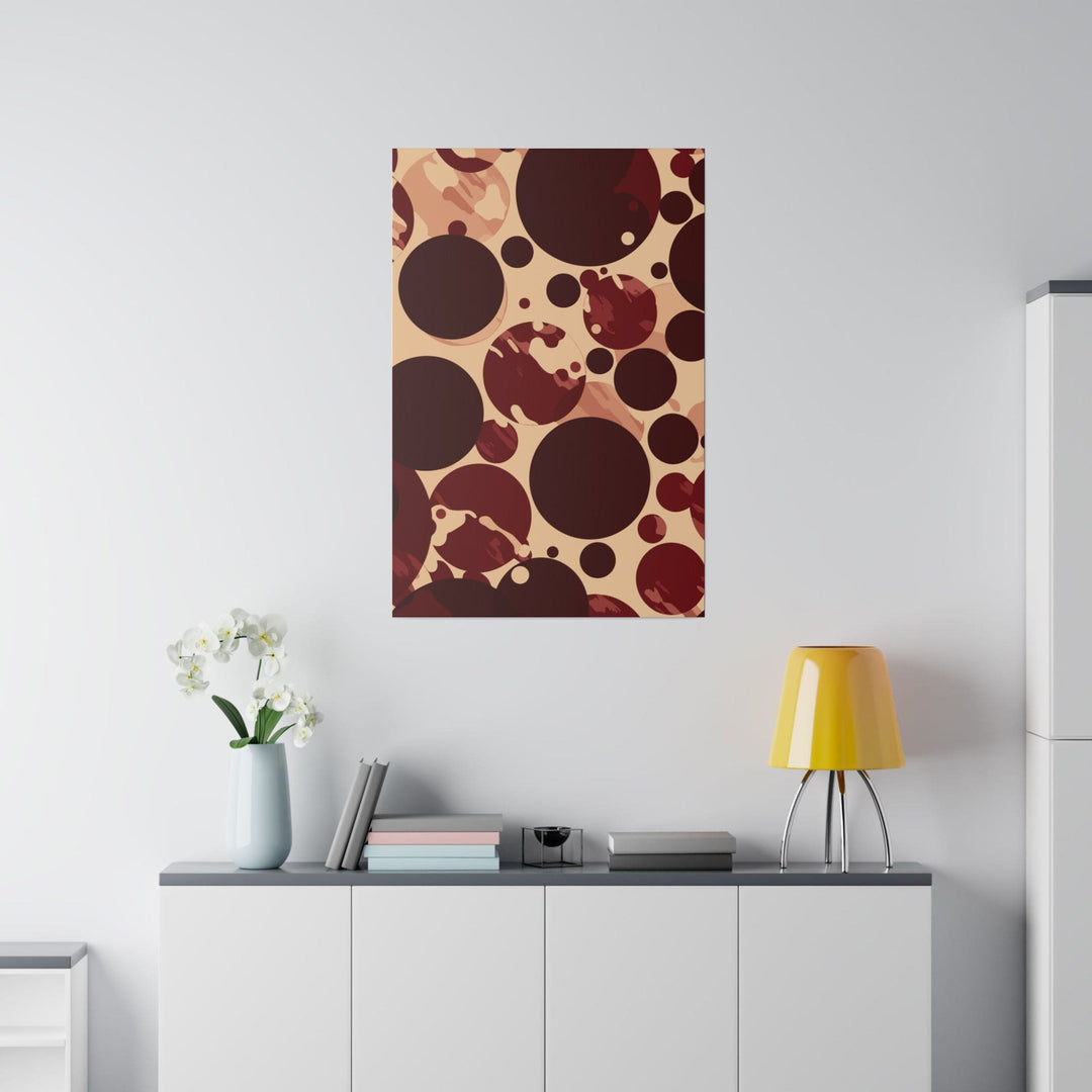 Wall Decor - Giclee Poster Art Print - Burgundy and Beige Circular Spotted