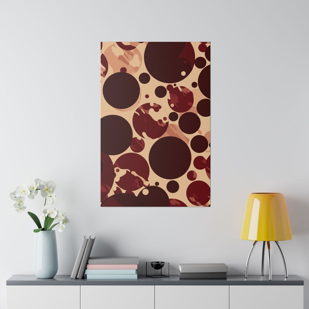 Wall Decor - Giclee Poster Art Print - Burgundy and Beige Circular Spotted