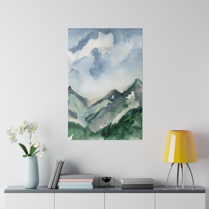 Wall Decor Giclee Fine Art Print - Green Mountainside Nature Landscape Blue Sky