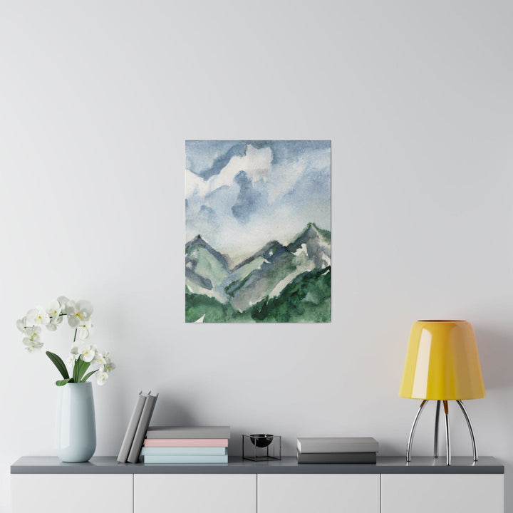 Wall Decor Giclee Fine Art Print - Green Mountainside Nature Landscape Blue Sky